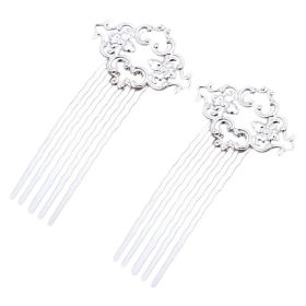 5 Pcs Chinese Style 5 Teeth Hair Combs Pins Silver Metal Side Combs DIY Hairpins Updo Accessory Hair Pin