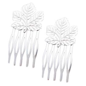 10 Pcs Silver Tone Mini Metal Side Comb Maple Leaf Decorative Hairpin Wedding Veil Hair Clip Comb Hair Pin