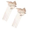 5 Pcs Vintage Mini Metal Side Comb Golden Leaves Decorative Hairpin Wedding Veil Hair Clip Comb Hair Pin