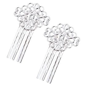 3 Pcs Silver Tone Metal Side Comb Traditional Han Chinese Dress Hairpin Decorative Bridal Hair Accessories Hair Pin