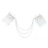 2 Pcs Silver Color Retro Hair Combs Leaves Decorative Mini Side Combs Hair Chain Tassels DIY Bridal Hair Accessories