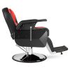 PVC Leather Case ABS Armrest Shell 300lbs Load-Bearing Disc With Footrest Can Be Put Down Barber Chair Red And Black
