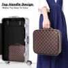 Brown Portable Checkered Makeup Bag with Adjustable Partition; Gifts;  Brown