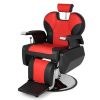 PVC Leather Case ABS Armrest Shell 300lbs Load-Bearing Disc With Footrest Can Be Put Down Barber Chair Red And Black