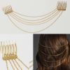 2 Pcs Gold Color Retro Hair Combs Decorative Mini Side Combs Hair Chain Tassels DIY Bridal Hair Accessories
