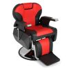 PVC Leather Case ABS Armrest Shell 300lbs Load-Bearing Disc With Footrest Can Be Put Down Barber Chair Red And Black