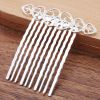 5 Pcs Silver Tone Metal Side Comb Hearts Wedding Veil Hair Clip Comb Hanfu Decorative Hairpi
