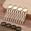 5 Pcs DIY Cabochon Setting Hairpin 10 Teeth Metal Side Comb Artcraft Project Decorative Comb, KC Gold Hair Pin
