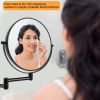 8 Inch Wall Mounted Makeup Vanity Mirror, Double Sided 1x/10x Magnifying Mirror, 360¬∞ Swivel with Extension Arm Bathroom Mirror (Black)