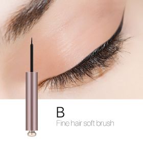 Rose Gold Beginner Liquid Eyeliner Waterproof Quick Dry No Halo Eyeliner (Option: B brush English)