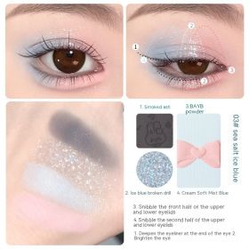 Three Colors Eye Shadow Powder Fine And Easy To Use (Option: 03 Sea Salt Ice Blue)