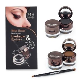 Music Flower Brown  Black Gel Eyeliner Eyebrow Powder (Option: Brown Black)