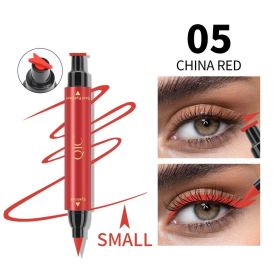 Color Double-headed Triangle Stamp Eyeliner Waterproof Non-smudge Eyeliner Liquid Pen for All Eye Shapes (Color: 5)