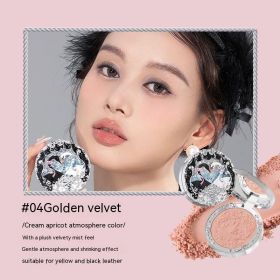 Ballet Velvet Fog Relief Powder Blusher (Option: 04Golden peach velvet)